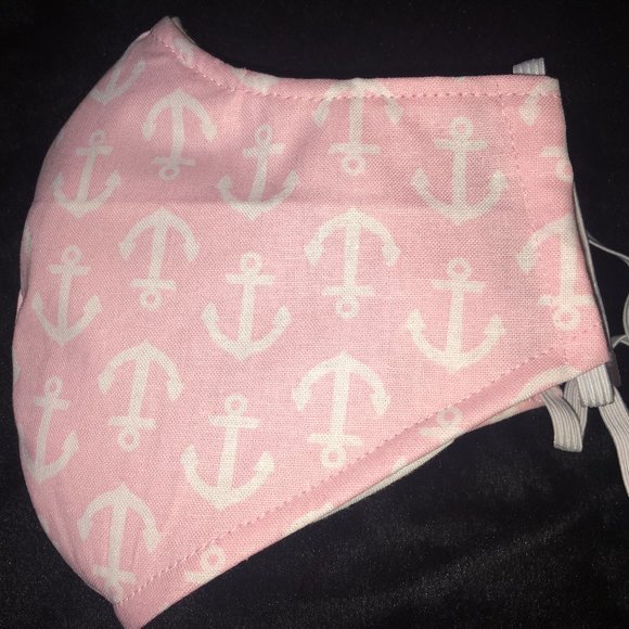 Reusable / Washable Sculpted Mask - Pink Anchor - Picture 2 of 6